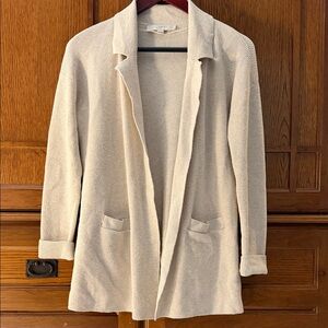 LOFT Petite Open Front Cardigan Lined Pockets Ribbed Knit Oversized